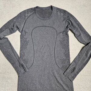 Lululemon Long Sleeve Swiftly Tech Running Workout Shirt Gray 8 with Thumbholes